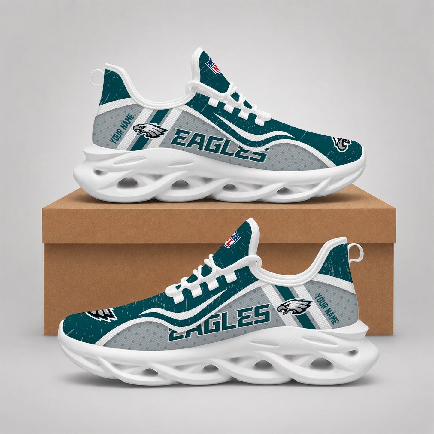 LIMITED EDITION - NEW CUSTOMIZED NFL02 PPE PHILADELPHIA EAGLES MAX SOUL SHOES