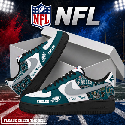 FINAL SALE - NEW CUSTOMIZED NFL02 PPE PHILADELPHIA EAGLES AF1 SHOES