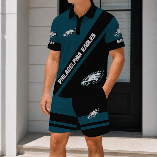 FINAL SALE - NEW CUSTOMIZED NFL02 PPE PHILADELPHIA EAGLES POLO SHIRT & SHORT PANTS SET