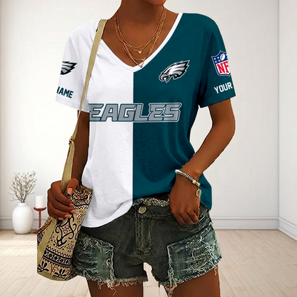 VIRAL EDITION - NEW CUSTOMIZED NFL02 PPE PHILADELPHIA EAGLES V-NECK FEMALE SHIRT