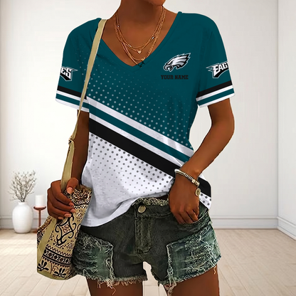 VIRAL EDITION - NEW CUSTOMIZED NFL02 PPE PHILADELPHIA EAGLES V-NECK FEMALE SHIRT