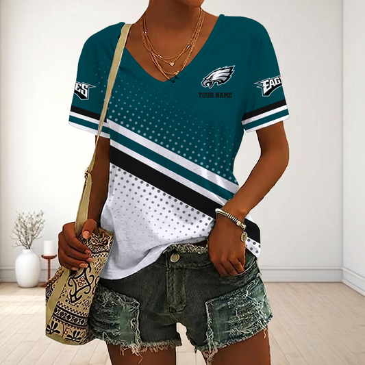 VIRAL EDITION - NEW CUSTOMIZED NFL02 PPE PHILADELPHIA EAGLES V-NECK FEMALE SHIRT