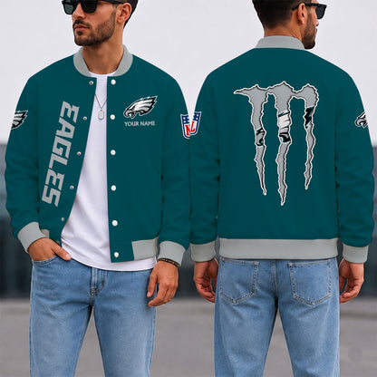 FINAL SALE - NEW CUSTOMIZED NFL02 PPE PHILADELPHIA EAGLES SATIN VARSITY & BASEBALL JACKET