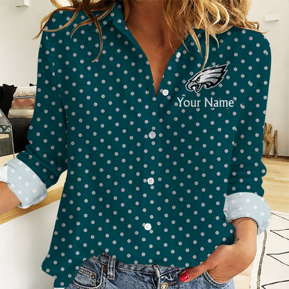 SPECIAL EDITION - NEW CUSTOMIZED NFL02 PPE PHILADELPHIA EAGLES WOMEN CASUAL SHIRT