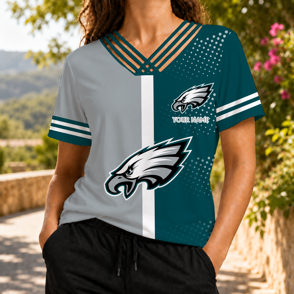VIRAL EDITION - NEW CUSTOMIZED NFL02 PPE PHILADELPHIA EAGLES V-NECK SHIRT