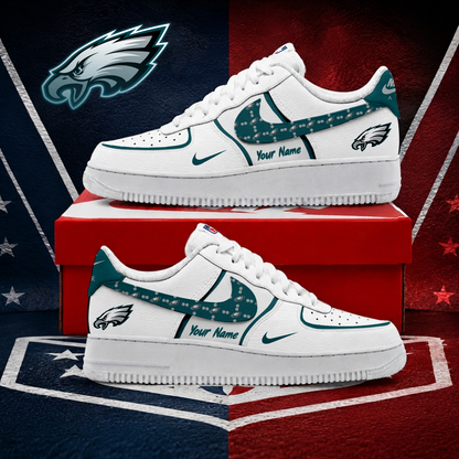 FINAL SALE - NEW CUSTOMIZED NFL02 PPE PHILADELPHIA EAGLES AF1 SHOES