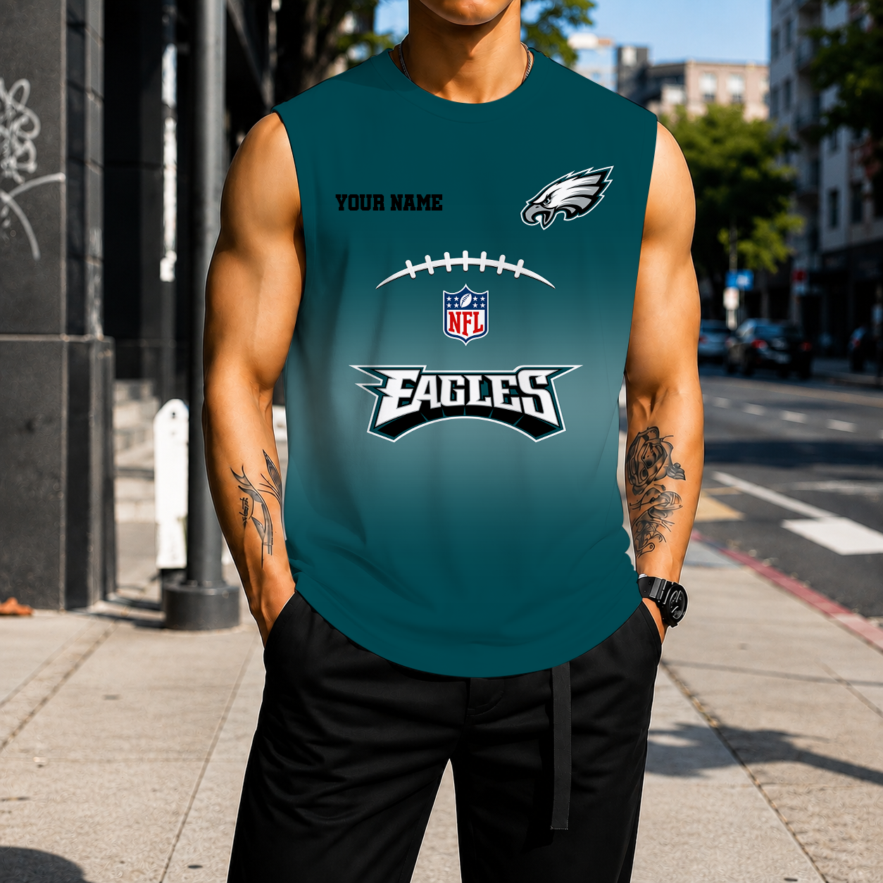 VIRAL EDITION - NEW CUSTOMIZED NFL02 PPE PHILADELPHIA EAGLES MEN'S GYM SHIRT