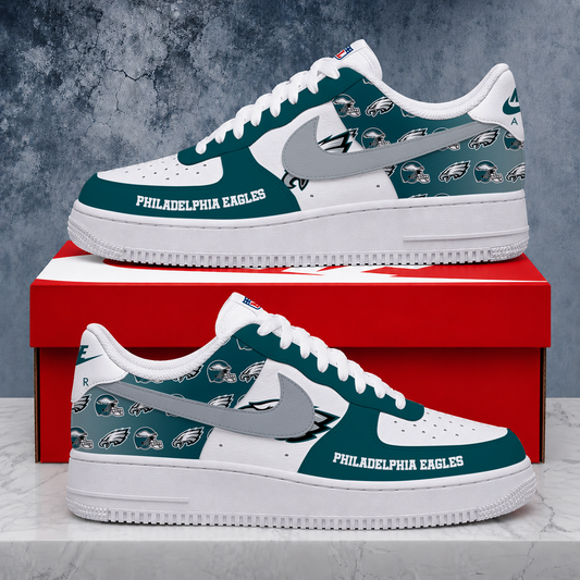 FINAL SALE - NEW CUSTOMIZED NFL02 PPE PHILADELPHIA EAGLES AF1 SHOES