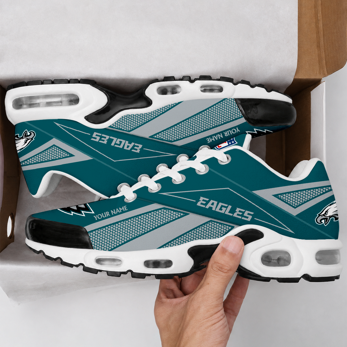 LIMITED EDITION - NEW CUSTOMIZED NFL02 PPE PHILADELPHIA EAGLES AIR MAX PLUS SNEAKERS