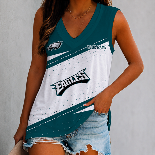 VIRAL EDITION - NEW CUSTOMIZED NFL02 PPE PHILADELPHIA EAGLES WOMEN'S V-NECK TANK TOP