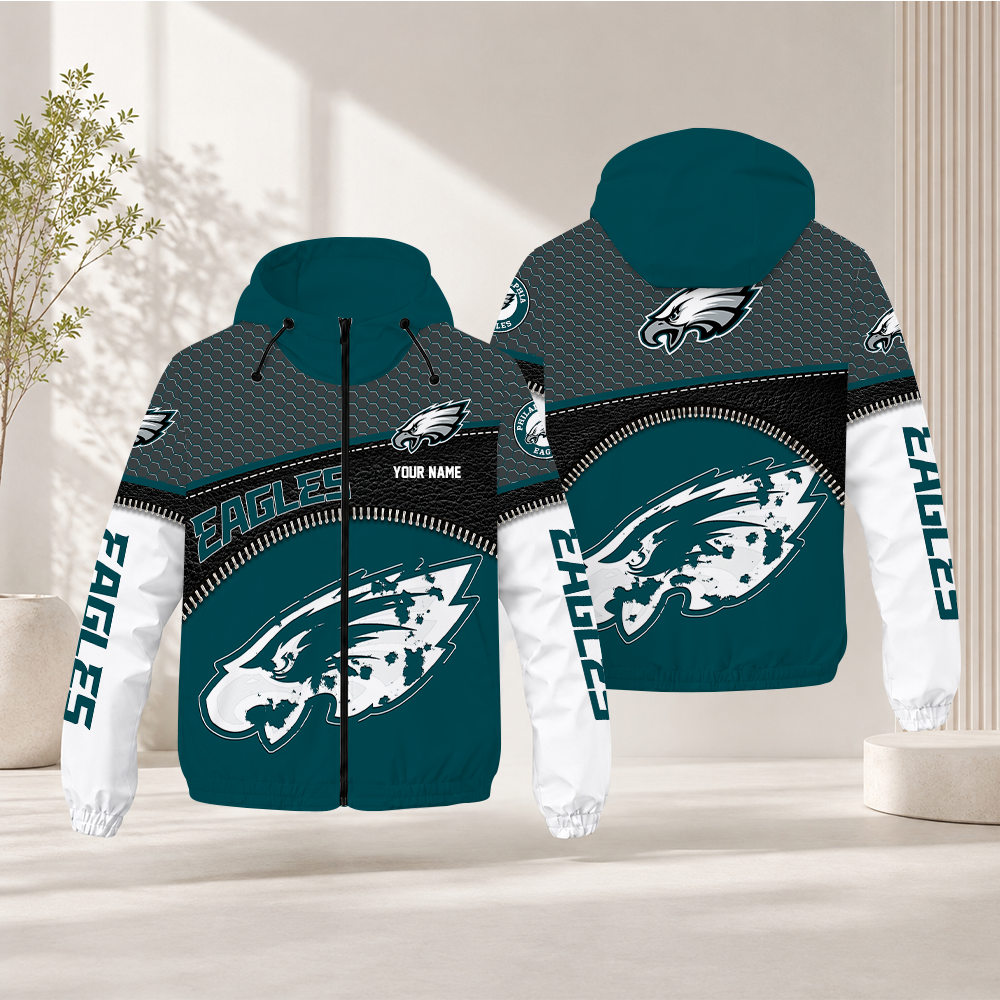 HOT DEAL - NEW CUSTOMIZED NFL02 PPE PHILADELPHIA EAGLES WINDBREAKER JACKET