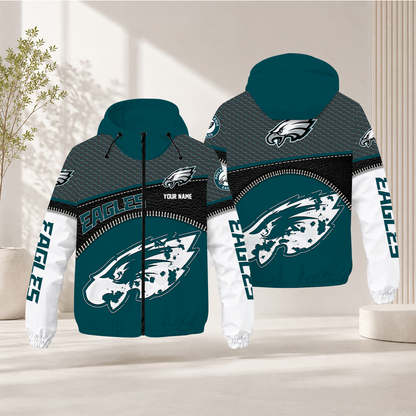 HOT DEAL - NEW CUSTOMIZED NFL02 PPE PHILADELPHIA EAGLES WINDBREAKER JACKET