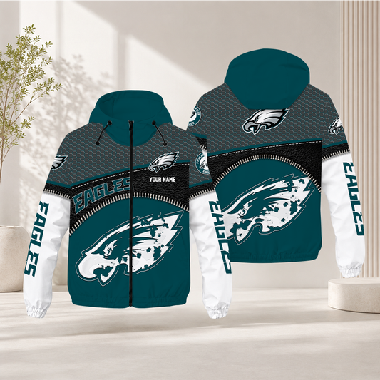 HOT DEAL - NEW CUSTOMIZED NFL02 PPE PHILADELPHIA EAGLES WINDBREAKER JACKET