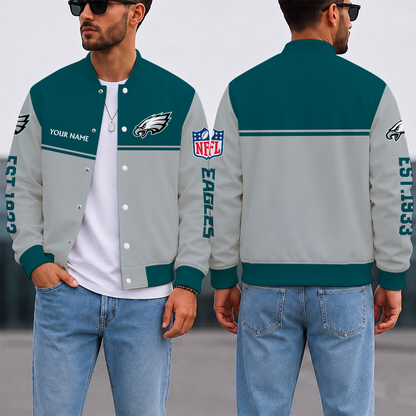 FINAL SALE - NEW CUSTOMIZED NFL02 PPE PHILADELPHIA EAGLES SATIN VARSITY & BASEBALL JACKET