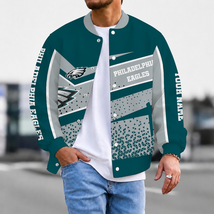 FLASH SALE - NEW CUSTOMIZED NFL02 PPE PHILADELPHIA EAGLES SATIN VARSITY & BASEBALL JACKET