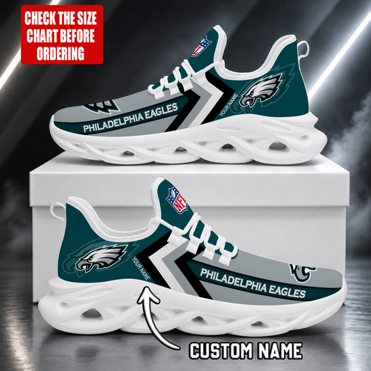 FINAL SALE - NEW CUSTOMIZED NFL02 PPE PHILADELPHIA EAGLES UNISEX MAX SOUL SHOES