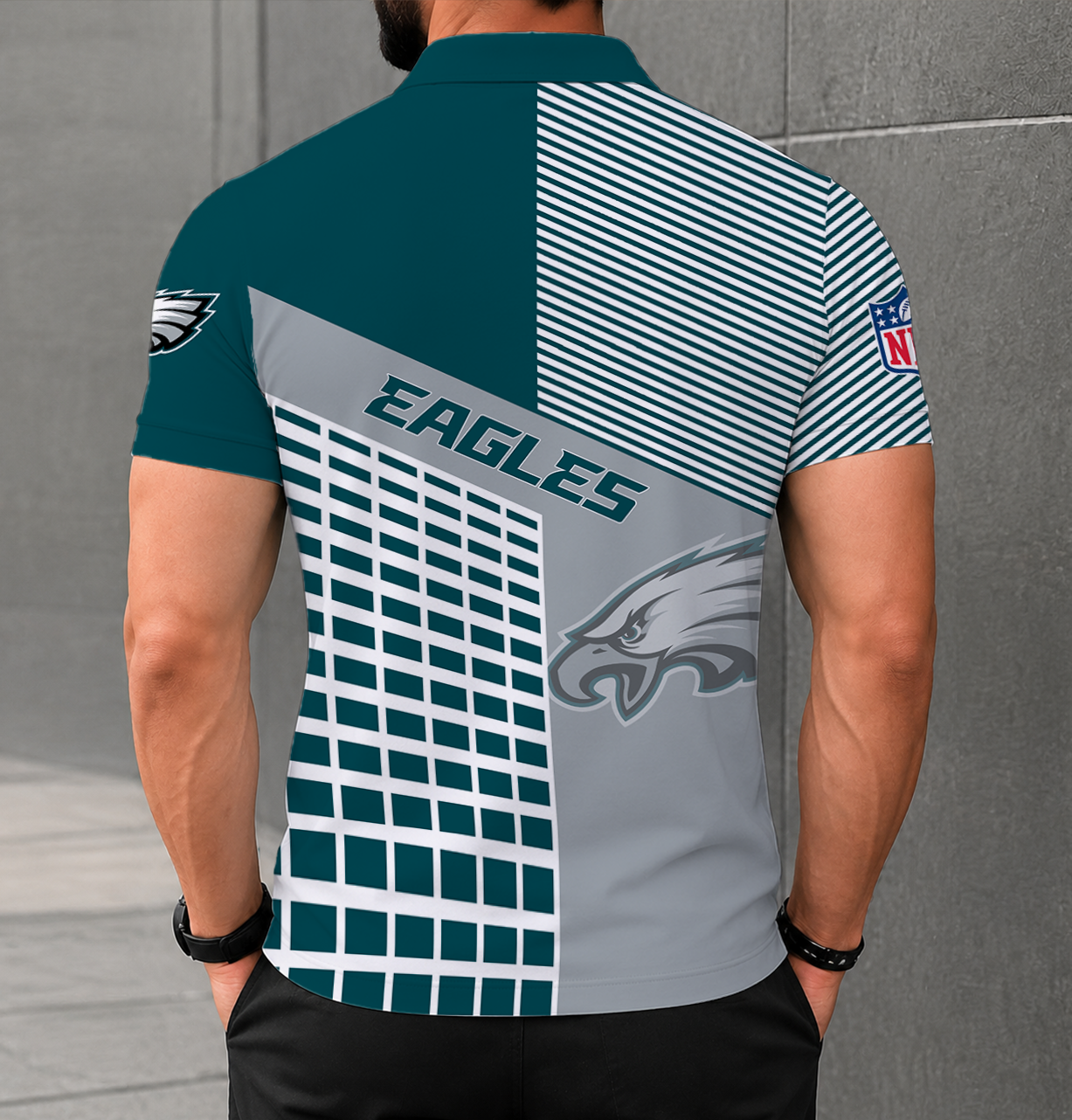 FINAL SALE - NEW CUSTOMIZED NFL02 PPE PHILADELPHIA EAGLES POLO SHIRT