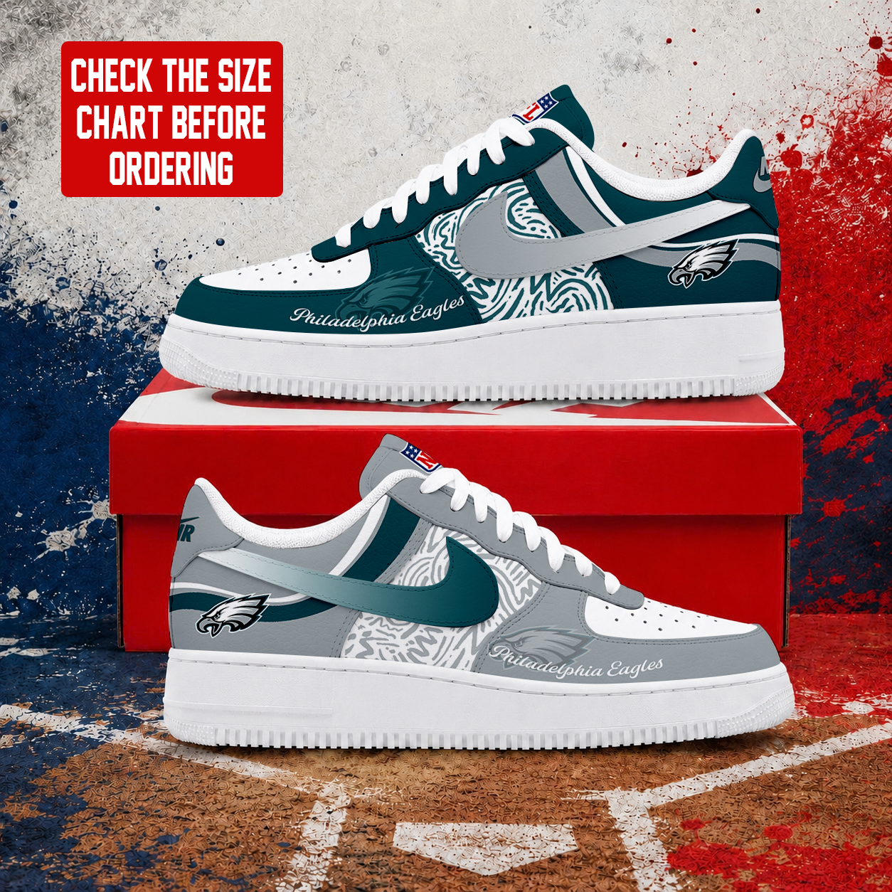 FLASH SALE - NEW CUSTOMIZED NFL02 PPE PHILADELPHIA EAGLES AF1 SHOES