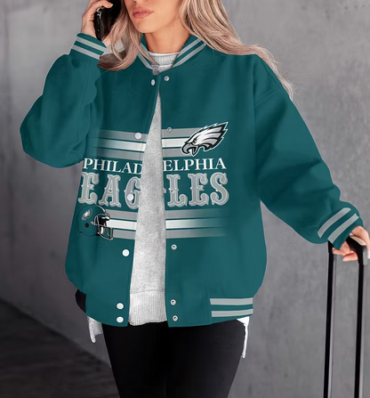 FINAL SALE - NEW CUSTOMIZED NFL02 PPE PHILADELPHIA EAGLES SATIN VARSITY & BASEBALL JACKET