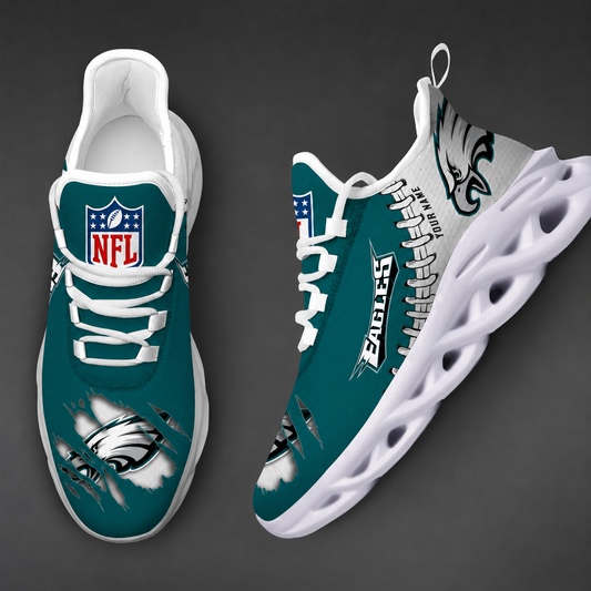 FINAL SALE - NEW CUSTOMIZED NFL02 PPE PHILADELPHIA EAGLES UNISEX MAX SOUL SHOES