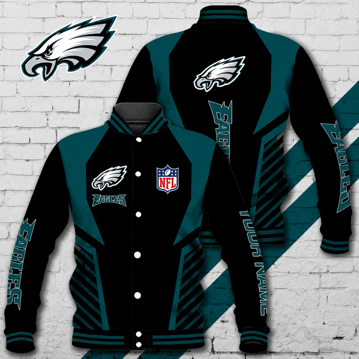LIMITED EDITION - NEW CUSTOMIZED NFL02 PPE PHILADELPHIA EAGLES SATIN VARSITY & BASEBALL JACKET
