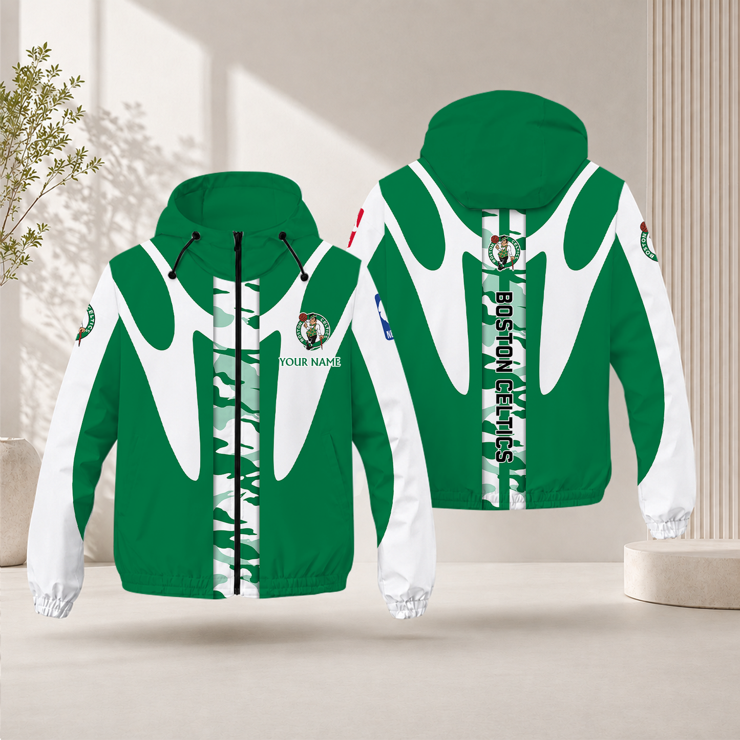 FINAL SALE - NEW CUSTOMIZED NBA03 BCE BOSTON CELTICS WINDBREAKER JACKET