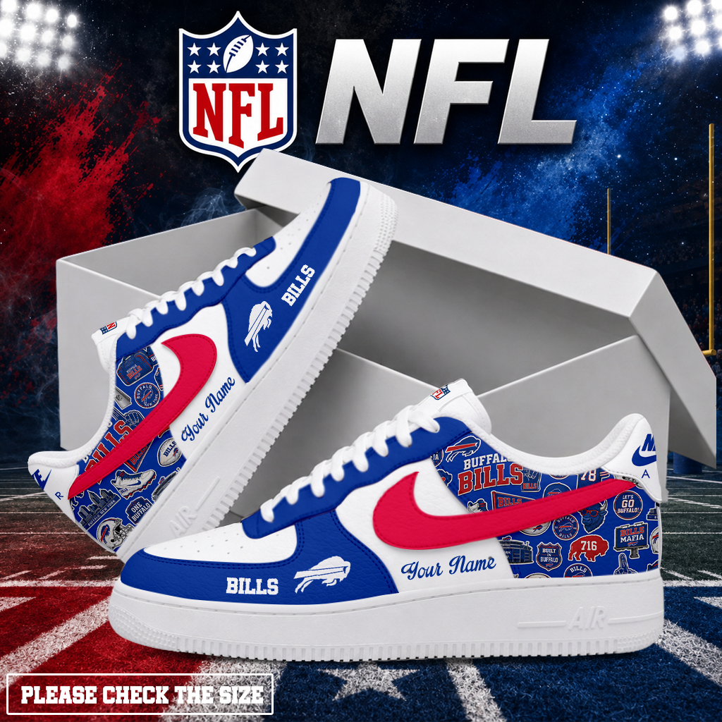FINAL SALE - NEW CUSTOMIZED NFL03 BFB BUFFALO BILLS AF1 SHOES