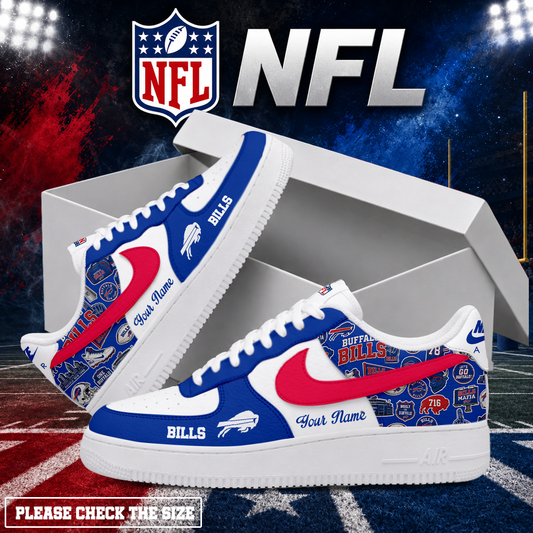 FINAL SALE - NEW CUSTOMIZED NFL03 BFB BUFFALO BILLS AF1 SHOES