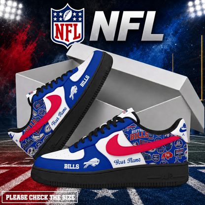 FINAL SALE - NEW CUSTOMIZED NFL03 BFB BUFFALO BILLS AF1 SHOES