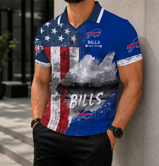 FINAL SALE - NEW CUSTOMIZED NFL03 BFB BUFFALO BILLS POLO SHIRT