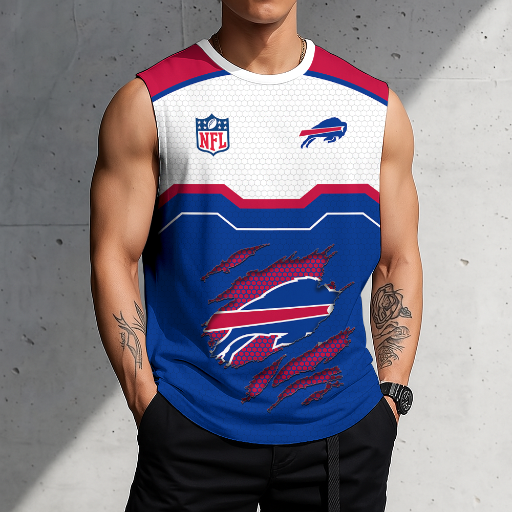 FINAL SALE - NEW CUSTOMIZED NFL03 BFB BUFFALO BILLS MEN'S GYM SHIRT