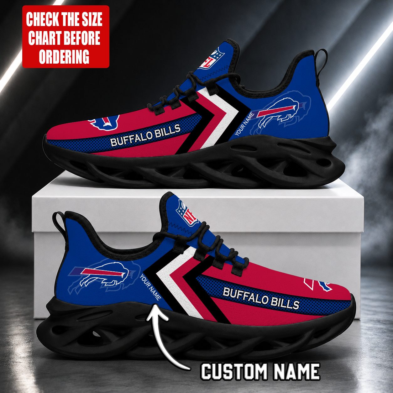 FINAL SALE - NEW CUSTOMIZED NFL03 BFB BUFFALO BILLS UNISEX MAX SOUL SHOES