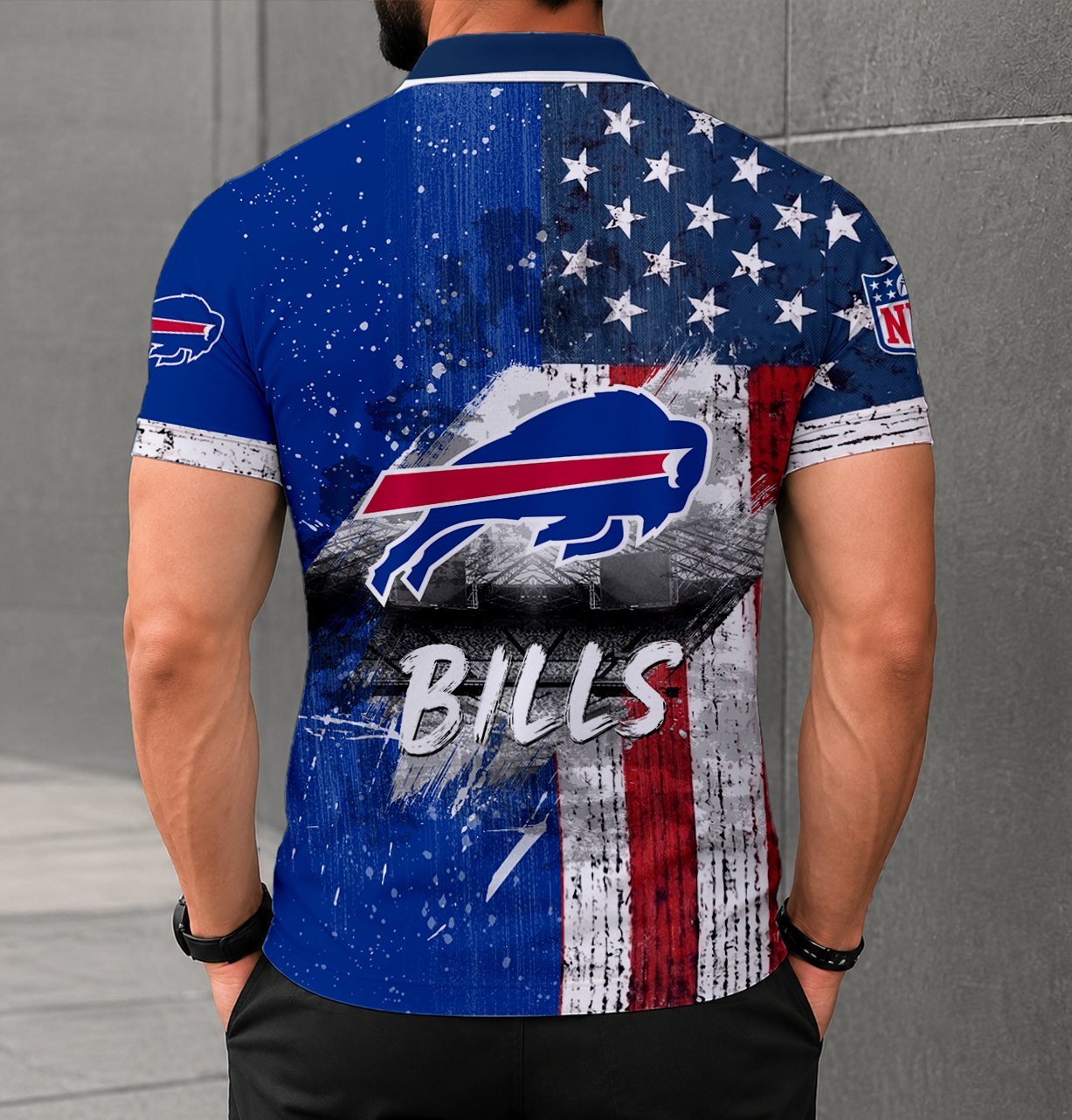 FINAL SALE - NEW CUSTOMIZED NFL03 BFB BUFFALO BILLS POLO SHIRT