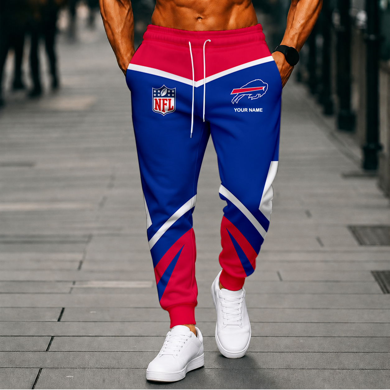 FINAL SALE - NEW CUSTOMIZED NFL03 BFB BUFFALO BILLS SWEATPANTS