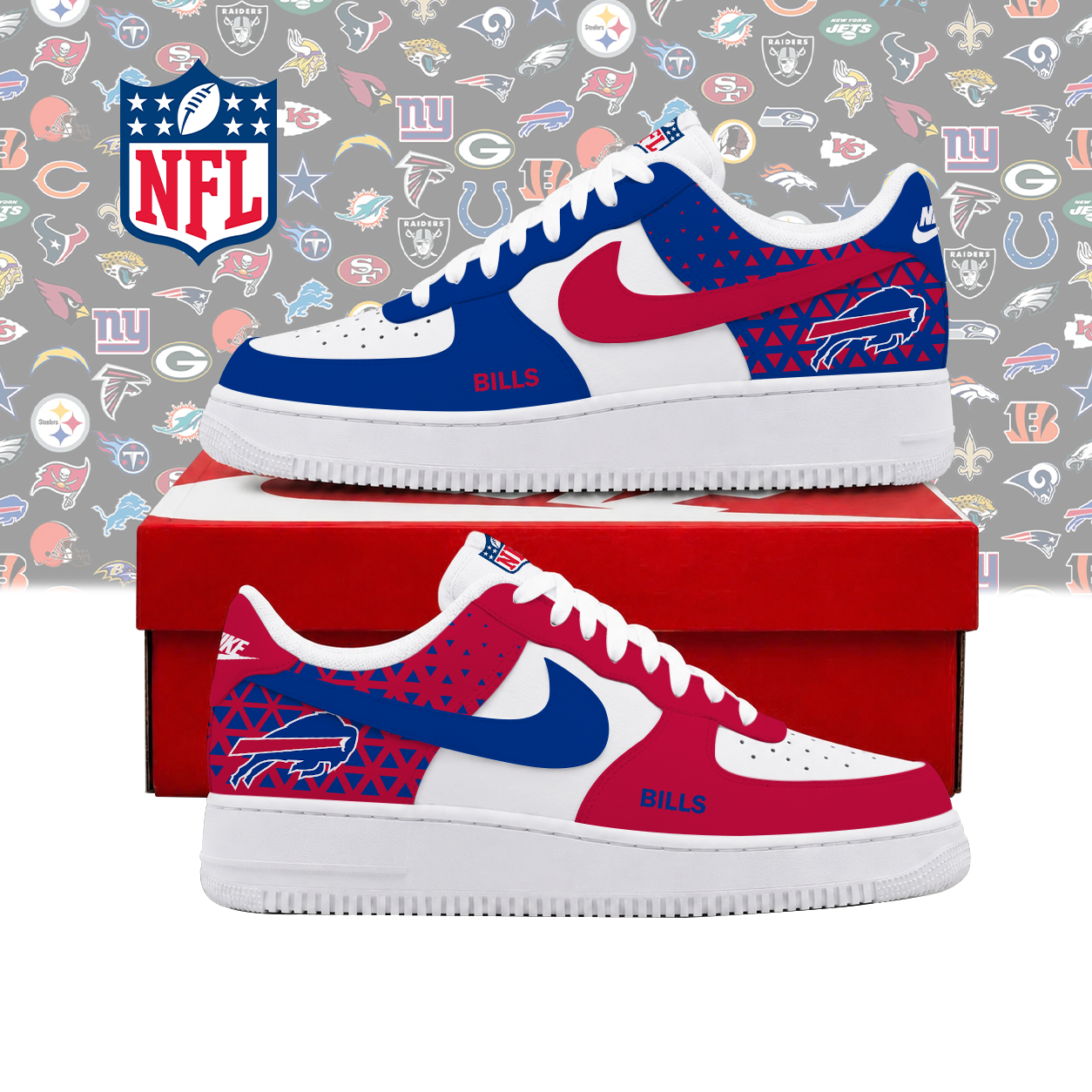 SPECIAL EDITION - NEW CUSTOMIZED NFL03 BFB BUFFALO BILLS AF1 SHOES