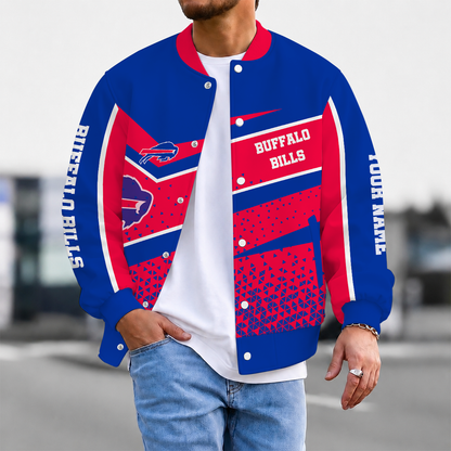 FLASH SALE - NEW CUSTOMIZED NFL03 BFB BUFFALO BILLS SATIN VARSITY & BASEBALL JACKET
