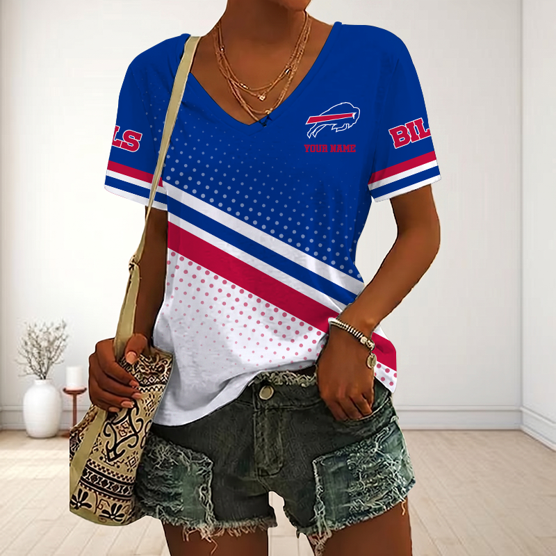 VIRAL EDITION - NEW CUSTOMIZED NFL03 BFB BUFFALO BILLS V-NECK FEMALE SHIRT