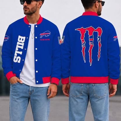 FINAL SALE - NEW CUSTOMIZED NFL03 BFB BUFFALO BILLS SATIN VARSITY & BASEBALL JACKET