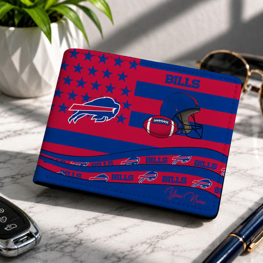 FINAL SALE - NEW CUSTOMIZED NFL03 BFB BUFFALO BILLS LEATHER WALLET