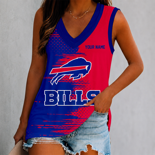 FINAL SALE - NEW CUSTOMIZED NFL03 BFB BUFFALO BILLS WOMEN'S V-NECK TANK TOP
