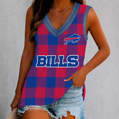 FLASH SALE - NEW CUSTOMIZED NFL03 BFB BUFFALO BILLS WOMEN'S V-NECK TANK TOP