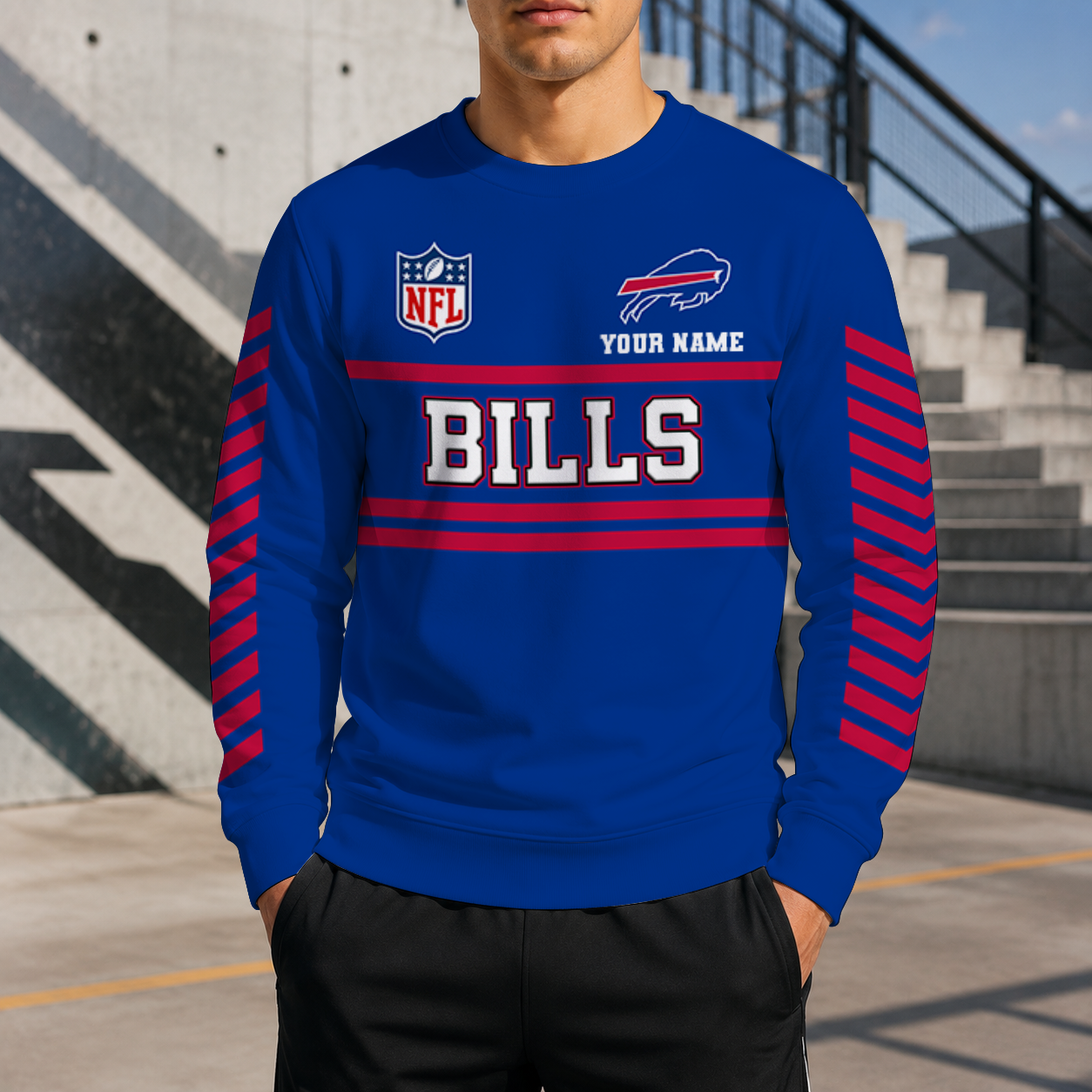FINAL SALE - NEW CUSTOMIZED NFL03 BFB BUFFALO BILLS UNISEX SWEATSHIRT