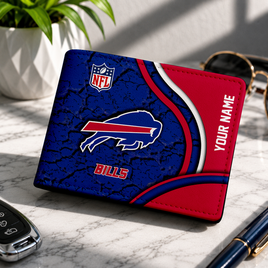 LIMITED EDITION - NEW CUSTOMIZED NFL03 BFB BUFFALO BILLS LEATHER WALLET
