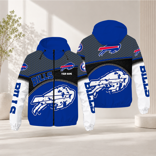 HOT DEAL - NEW CUSTOMIZED NFL03 BFB BUFFALO BILLS WINDBREAKER JACKET