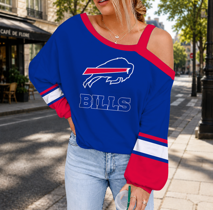 LIMITED EDITION - NEW CUSTOMIZED NFL03 BFB BUFFALO BILLS DROP SHOULDER SWEATSHIRT
