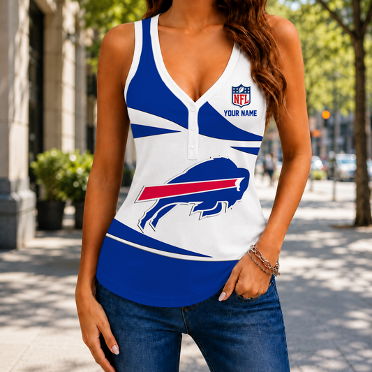 FINAL SALE - NEW CUSTOMIZED NFL03 BFB BUFFALO BILLS WOMEN'S V-NECK TANK TOP