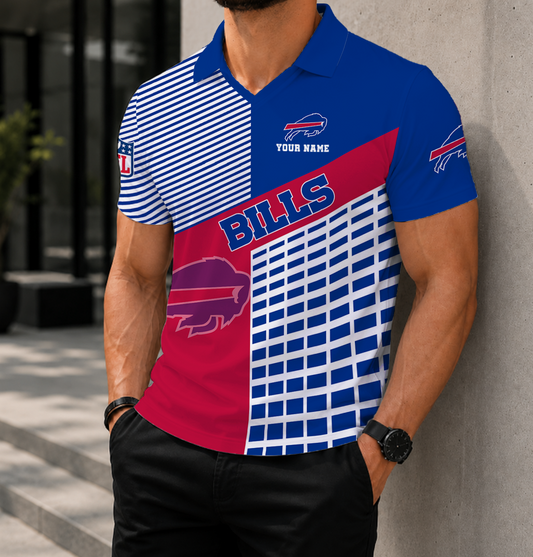 FINAL SALE - NEW CUSTOMIZED NFL03 BFB BUFFALO BILLS POLO SHIRT