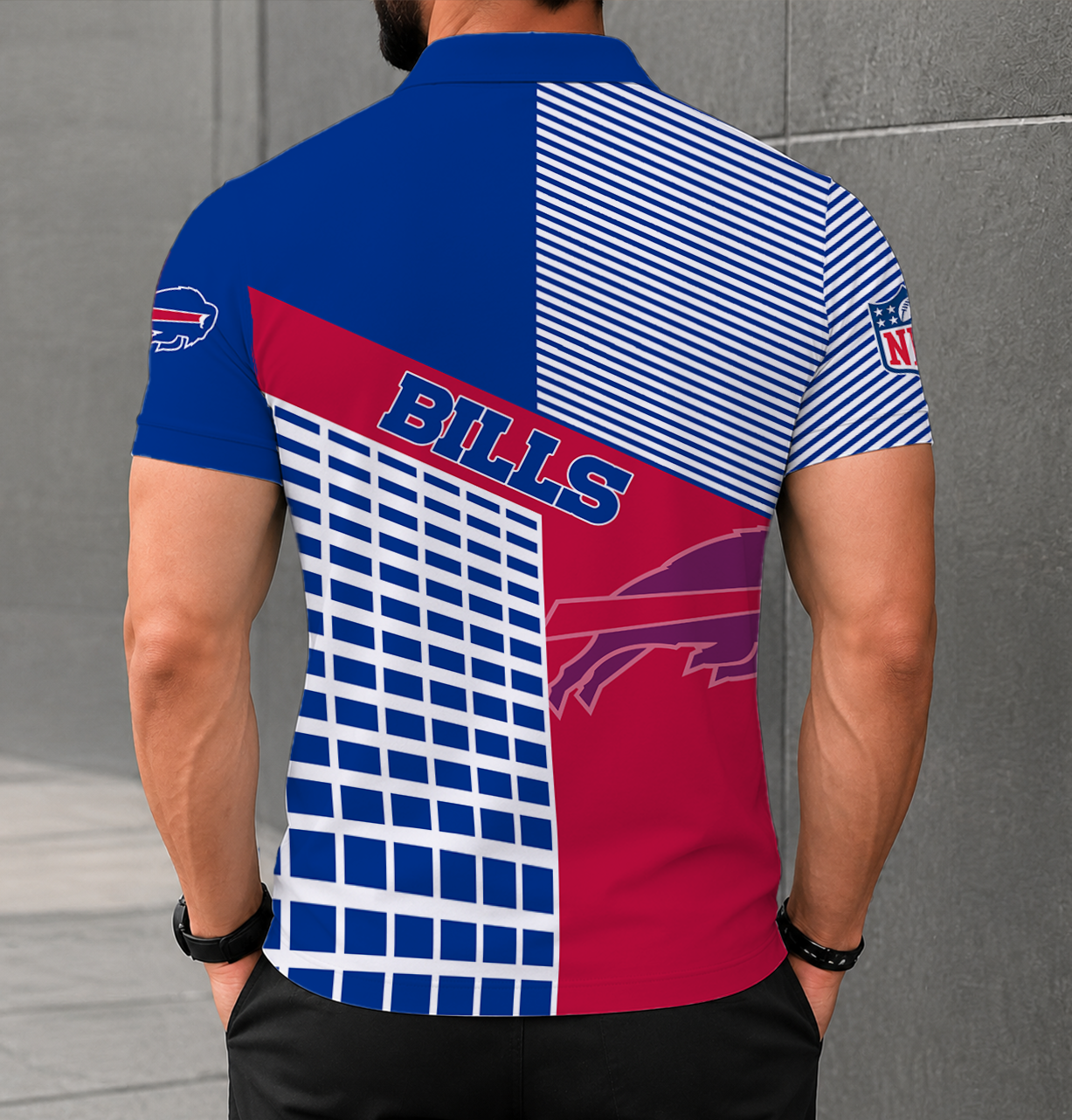 FINAL SALE - NEW CUSTOMIZED NFL03 BFB BUFFALO BILLS POLO SHIRT
