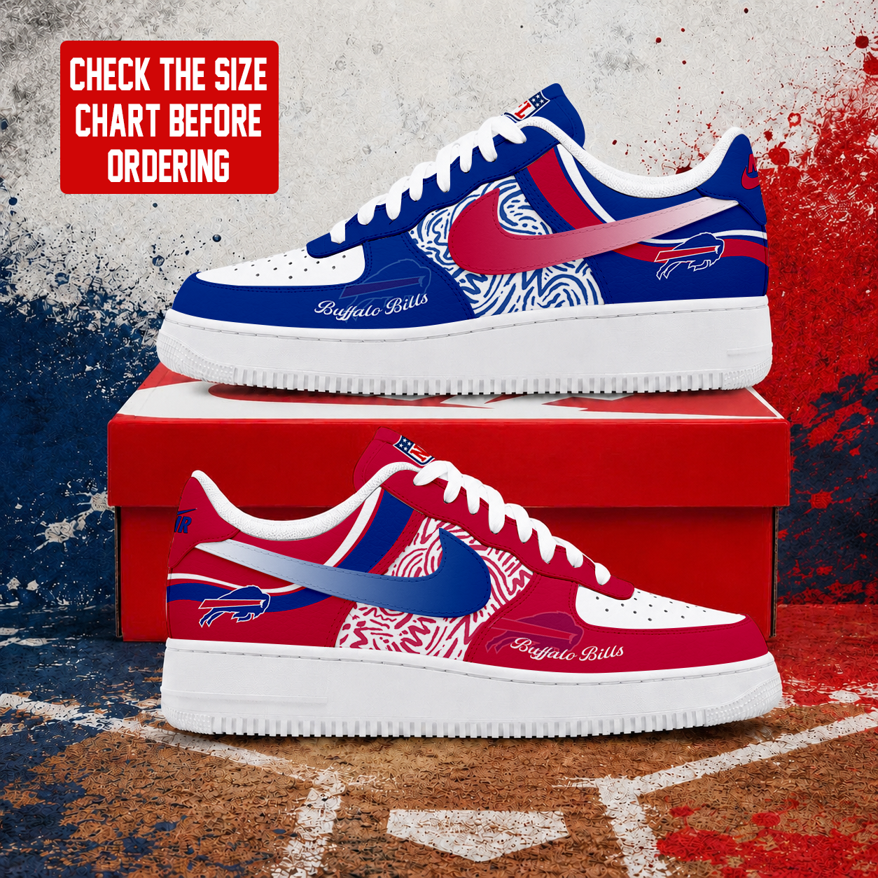 FLASH SALE - NEW CUSTOMIZED NFL03 BFB BUFFALO BILLS AF1 SHOES