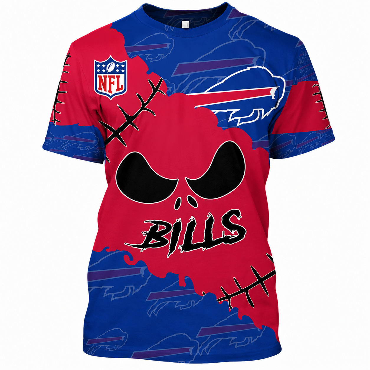 SPECIAL EDITION - NEW CUSTOMIZED NFL03 BFB BUFFALO BILLS HALLOWEEN SKULL APPAREL FOR FANS
